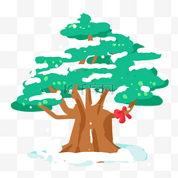 小寒覆盖雪的树木手绘插画