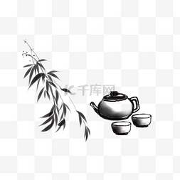 茶杯茶壶插画图片_古风茶壶茶杯插画