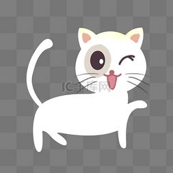 白色可爱卡通猫咪动物手绘插画psd