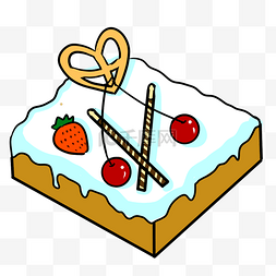 草莓水果手绘图片_彩色蛋糕食物