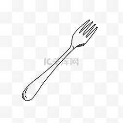 叉子西餐图片_卡通手绘风格黑白叉子