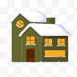 白雪盖房顶小屋