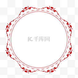 古典圆形边框花纹图片_暗红色中式设计花纹圆形边框矢量
