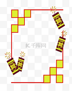 卡通烟花爆竹边框插画