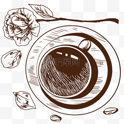 咖啡简笔图片_线描咖啡手绘插画