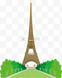 巴黎凯旋门手绘图片_卡通风巴黎铁塔矢量素材