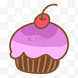 卡通紫色的盒子蛋糕免扣图