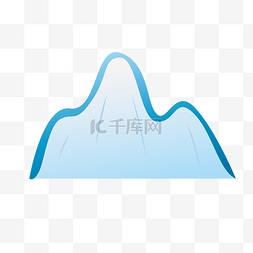 手绘蓝色山