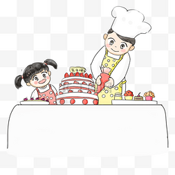 生日蛋糕可爱手绘图片_餐饮过生日吃美食卡通手绘Q版人