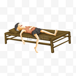 床上用品花纹图片_躺在竹床上睡着了的男孩免扣图