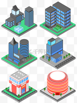 城市街道图片_2.5D立体城市街道建筑元素可商用