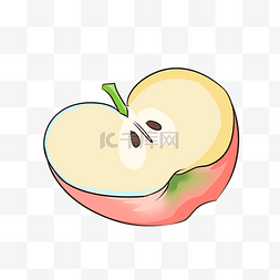 手绘半个水果图片_卡通手绘半个苹果插画