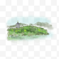 中国水墨手绘风景