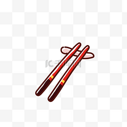红色筷子卡通png素材
