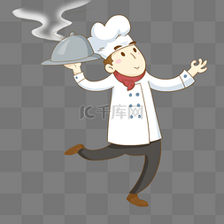 厨房人物图片_美食餐饮厨师上菜手绘卡通人物