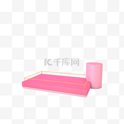 几何图形电商图片_C4D粉色舞台展示台展架