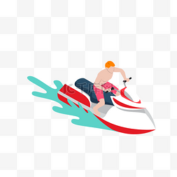 卡通健身图片_卡通开摩托艇的男人免扣素材
