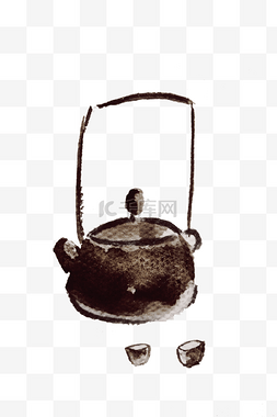 古风黑色的茶壶插画