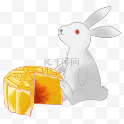 卡通吃西瓜的孩童插图图片_吃月饼的卡通兔子免扣图