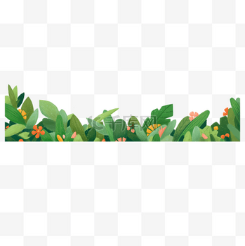 超级可爱插画手绘风格春日里草丛前景