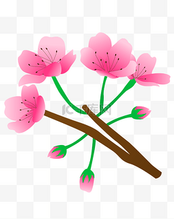 卡通免扣粉色花朵