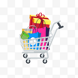 购物袋商品图片_创意购物节购物车