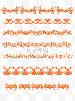 欧式复杂边框套图橙色可商用元素