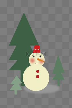 圣诞树下载图片_冬季雪人场景图png免费下载