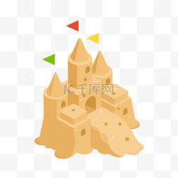 沙滩图片_黄色的沙滩城堡插画