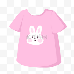 短袖图片_粉色兔兔印花短袖