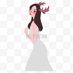 摆着S形的白裙女神免抠图