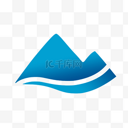 蓝色标识图片_蓝色创意山脉素材图logo