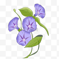 花卉创意图案图片_四朵美丽的紫色喇叭花