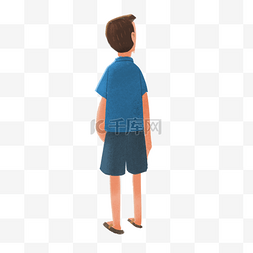 蓝色卡通短裤图片_穿蓝色衣服的男生元素