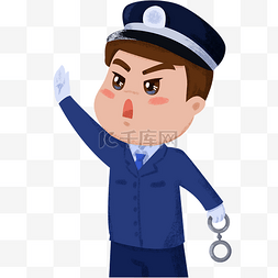 举手的漫画图片_卡通劳动节职业人物之举手的警察