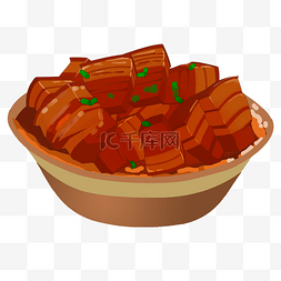 中国美食红烧肉卡通插画