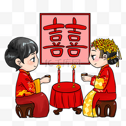 对坐图片_古代古装结婚礼服喜服新郎新娘手