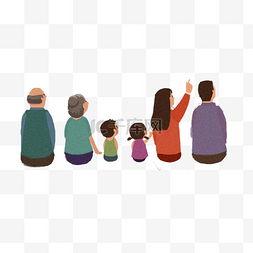 爷爷奶奶手绘图片_手绘卡通一家人眺望远方