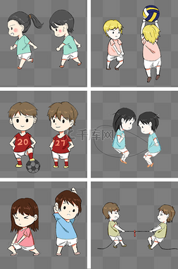 足球学生足球图片_学校生活卡通插画合集可爱学生跑