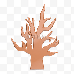 配图图片_C4D褐色立体树木
