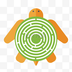 可爱乌龟卡通图片_矢量扁平乌龟迷宫