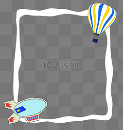 热气球插图图片_热气球飞艇竖形边框