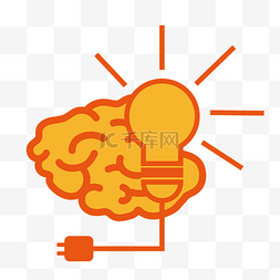 大脑储备图片_电灯矢量黄色大脑