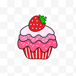 卡通夏天美味甜品草莓蛋糕