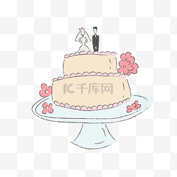 简笔画图片_清新手绘浪漫结婚蛋糕