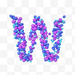 紫色立体字母图片_C4D气球立体字母W元素