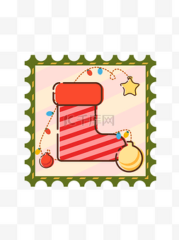 可爱卡通袜子图片_可爱卡通圣诞邮票袜子铃铛星星装