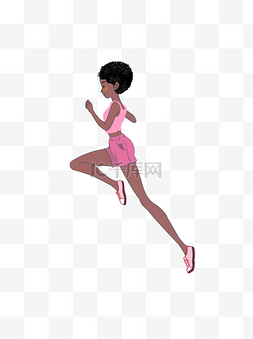 非洲黑皮肤跑步运动的女孩