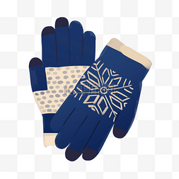 蓝色雪花花纹手套