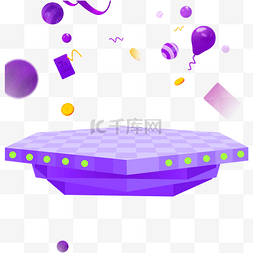 蓝紫色展台图片_电商促销装饰彩色球体小元素多边